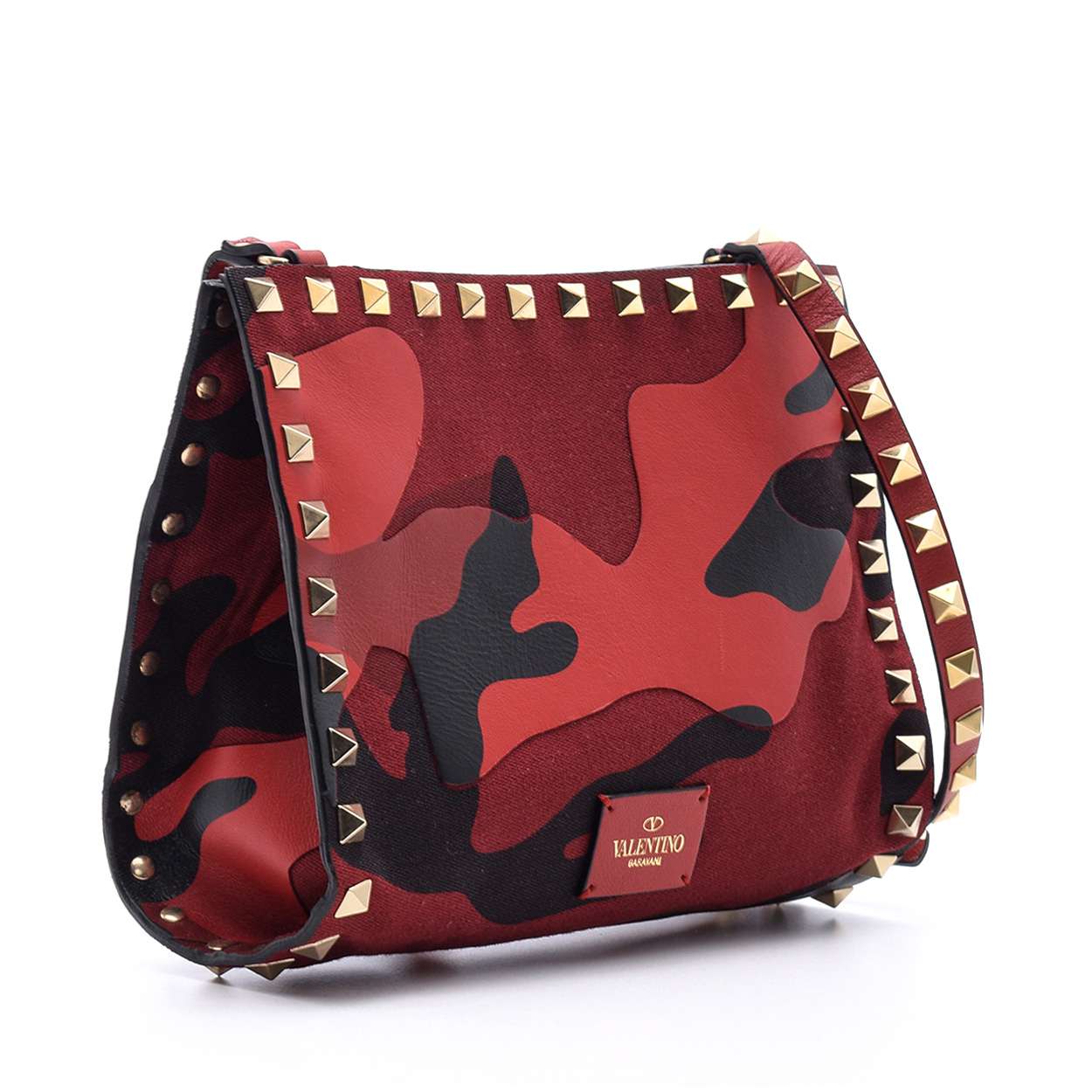 Valentino - Red  Rockstud Camouflage Crossbody  Bag